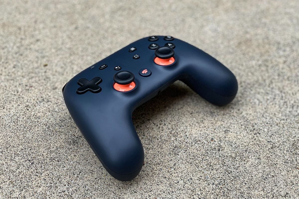 Google Stadia controller on concrete