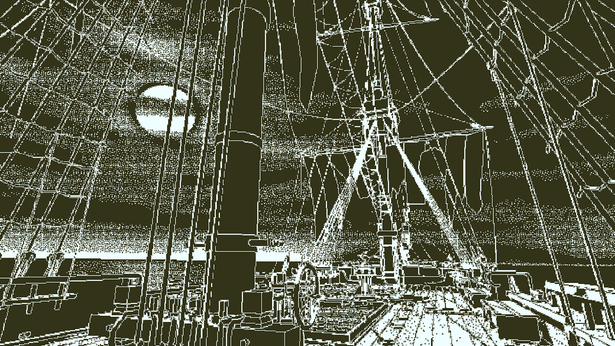 Return of the Obra Dinn - main deck with moon in the background