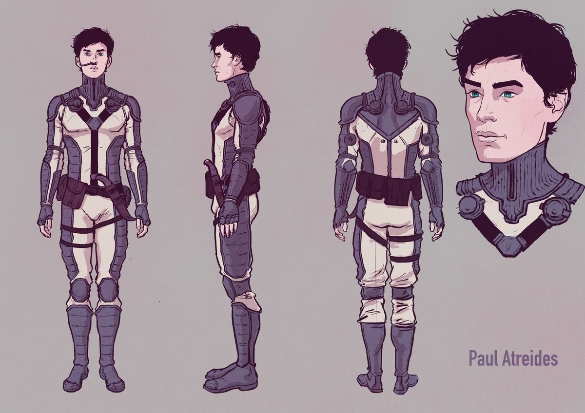 Concept art for Paul in his stillsuit in Dune: The Graphic Novel — Book 1