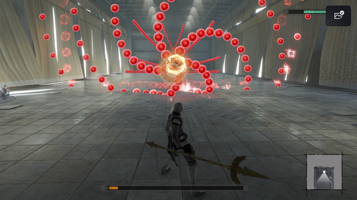 Nier enters a bullet-hell dungeon in Nier Replicant.