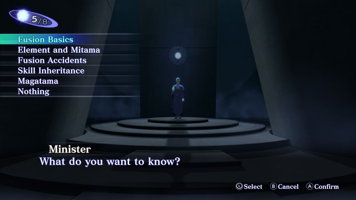 One of the menu screens pertaining to Demon Fusion in Shin Megami Tensei 3: Nocturne HD Remaster