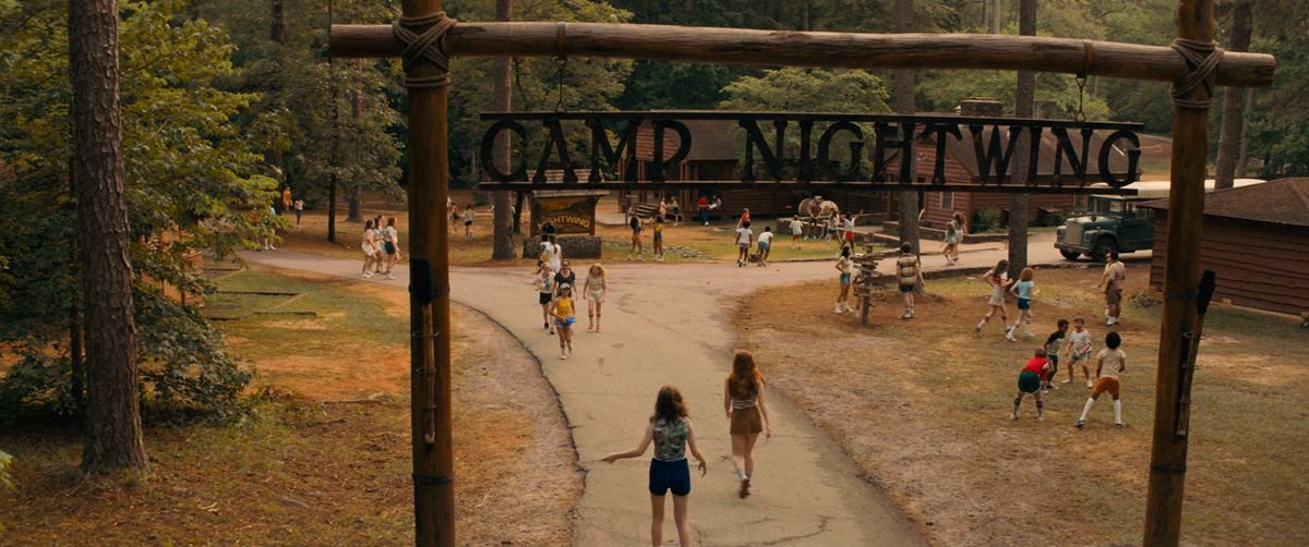 An establishing shot of Camp Nightwing, the setting of Fear Street Part Two: 1978