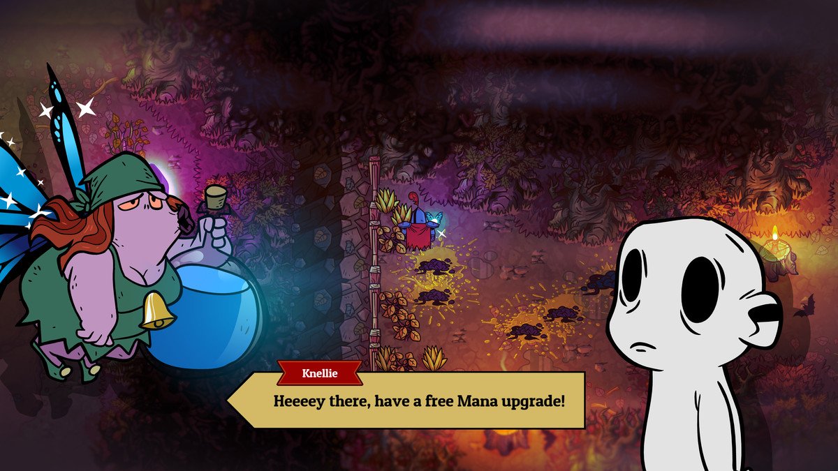 a conversation screen showing a dumpy looking Mana fairy carrying a jug full o’ mana