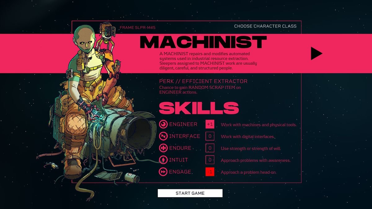 The Machinist character class in Citizen Sleeper