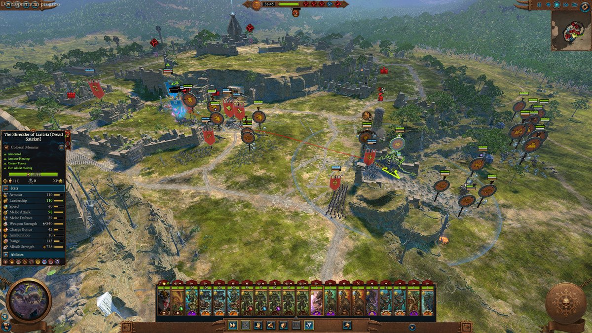 Lizardmen approach a settlement with High Elves in Immortal Empires