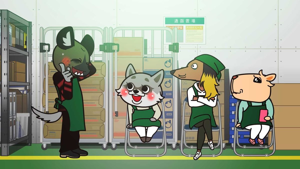 haida in the backroom of a grocery store, talking to three women who are posing as his work moms