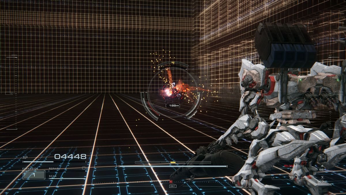 A battle in Armored Core 6’s virtual Arena