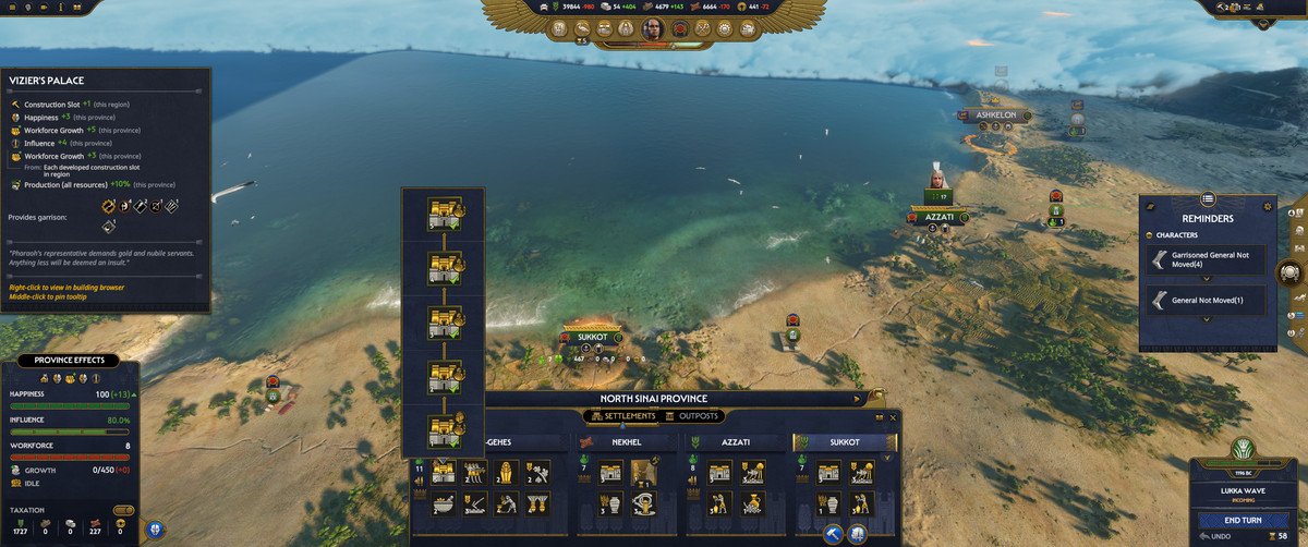 A screenshot from Total War Pharaoh showcasing the game’s strategic layer