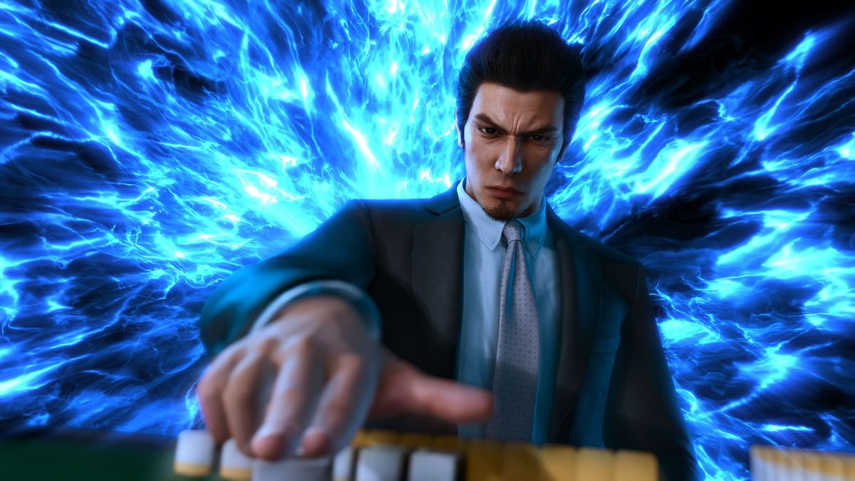 Kiryu Kazuma dramatically plays mahjongg in a screenshot from Like A Dragon Gaiden: The Man Who Erased His Name